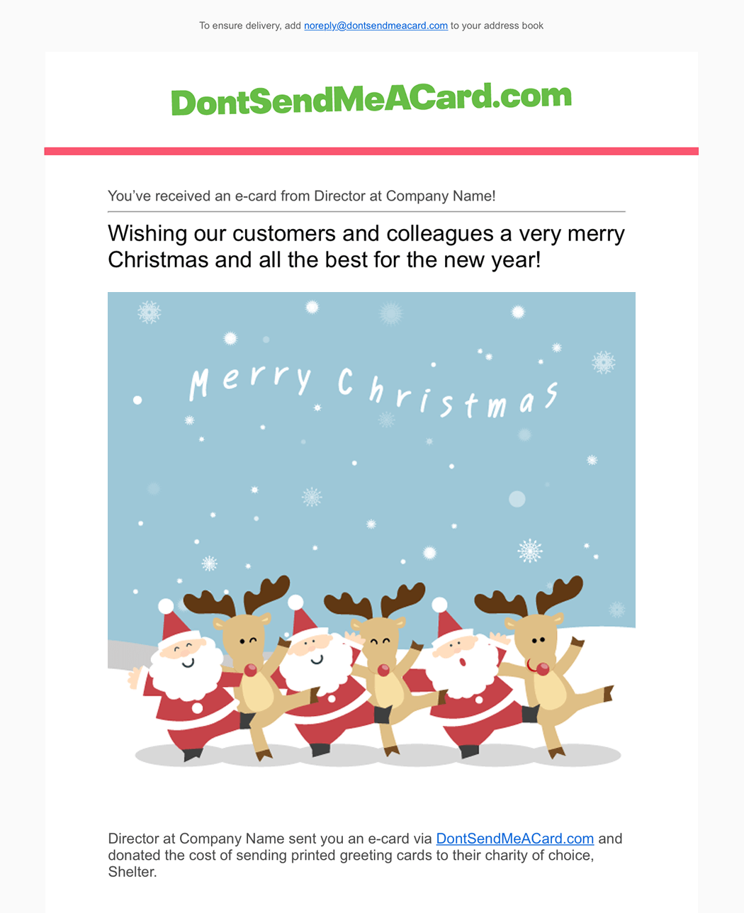 Corporate Christmas Ecards Send Customers Charity Ecards Dontsendmeacard Com