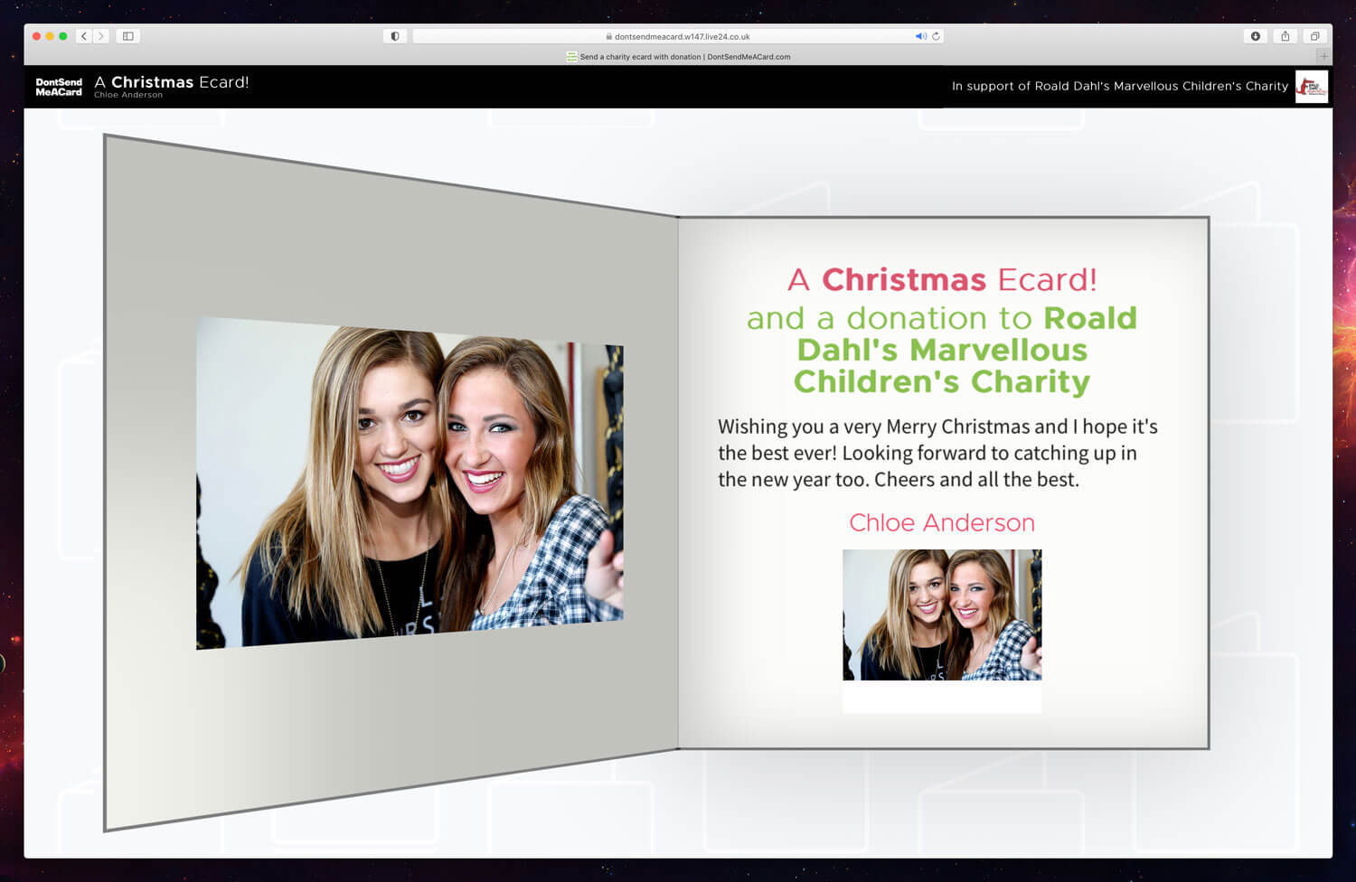 Online e greeting card with photo and message